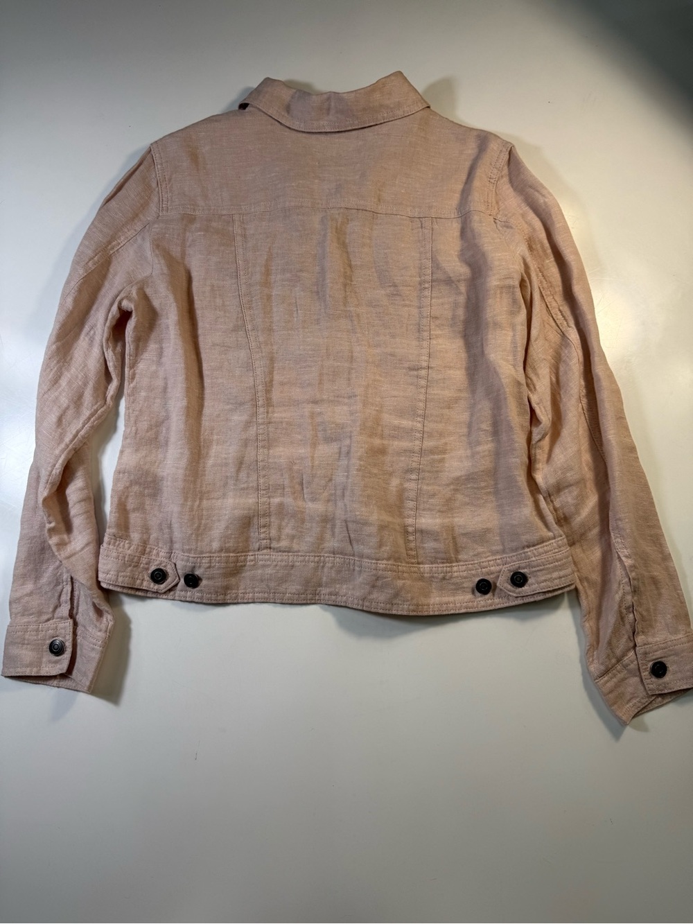 Jones & Co Dusty Rose 100% Linen Button-Front Jacket — Casual Coastal Layer - Picture 8 of 8